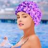 3D Floral Woman Elasticity Petal Retro Swimming Cap Summer Fashion Ladies Lightweight Hat for Swimming Pool Beach Vacation