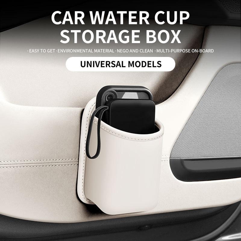 Car Door Cup Holder Storage Box - Multifunctional Car Tray with Phone Holder & Trash Bin, Vehicle Organizer Interior Accessories