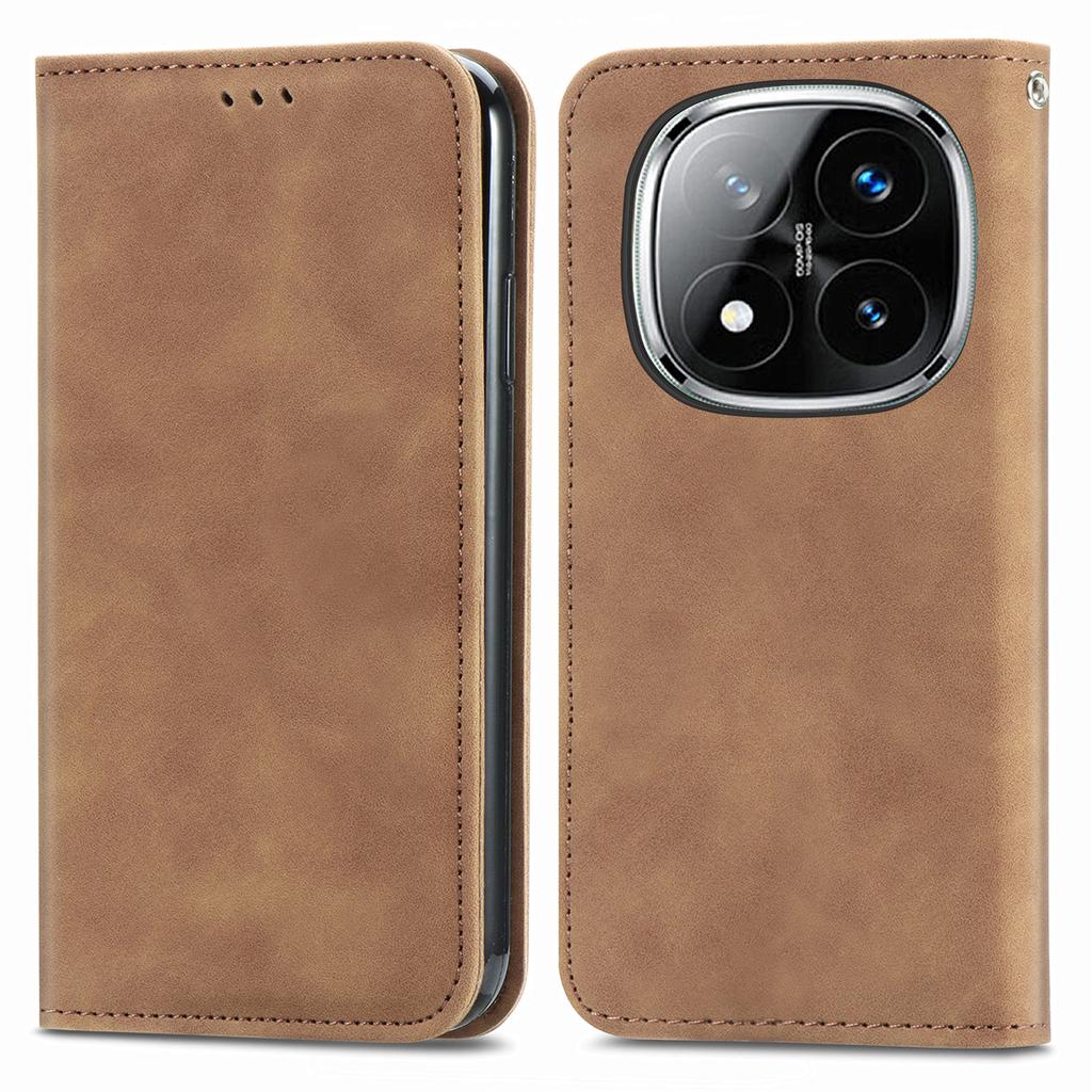 For Xiaomi Redmi Note 14 Pro 5G/Poco X7 5G Case Skin Touch Feeling Leather Card Holder Phone Cover Magnetic Absorption