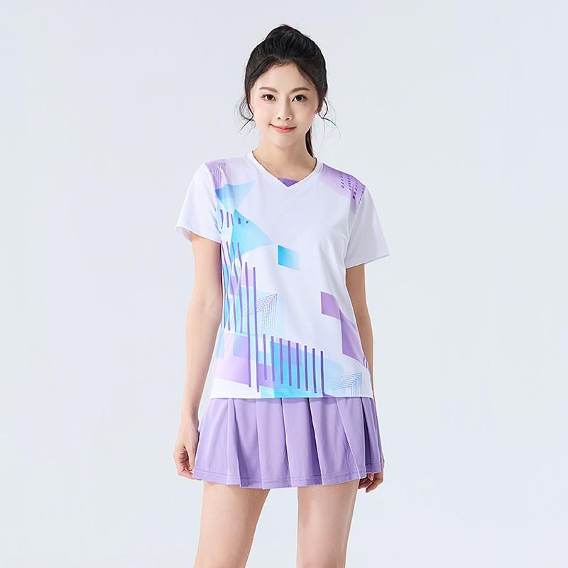 Womens Badminton Sport Set Quick-Dry Short Sleeve Top Skort Pants Training Competition Team Uniform