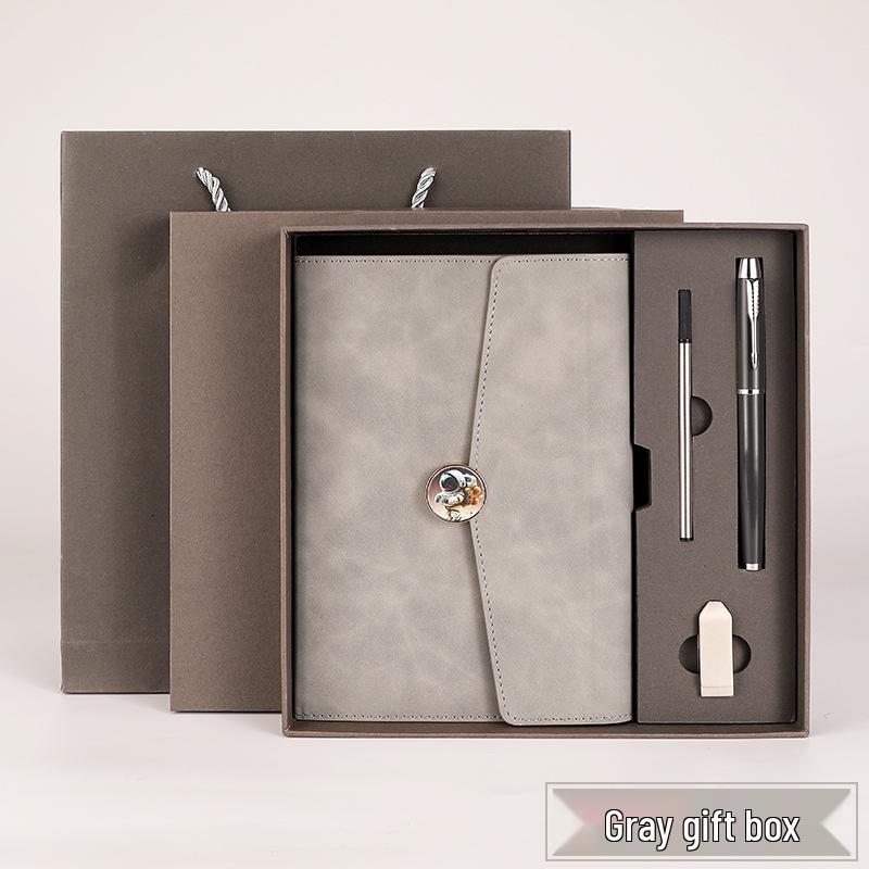 A5 Tri-fold Buckle Notebook Gift Set: Business, Meeting & Logo Printable Record Book