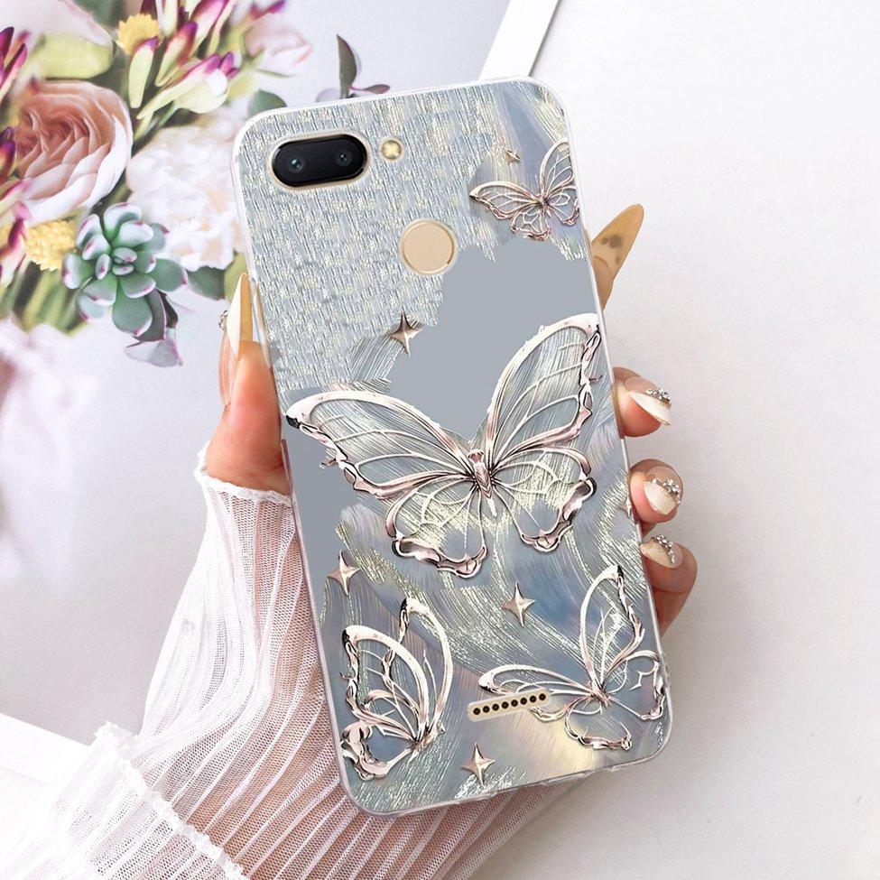 For Redmi 6 Case Cover Transparent Cute Cat Fashion Butterfly Funny Cool Painted Casing M1804C3DH M1804C3DG M1804C3DI