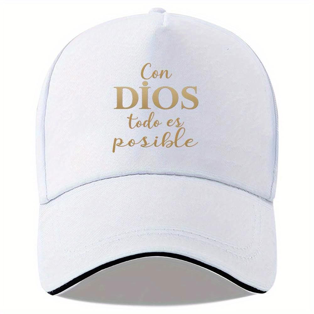 Inspirational God Is Here Everything Can Be Done Baseball Cap  Adjustable Lightweight Polyester Black with White Text