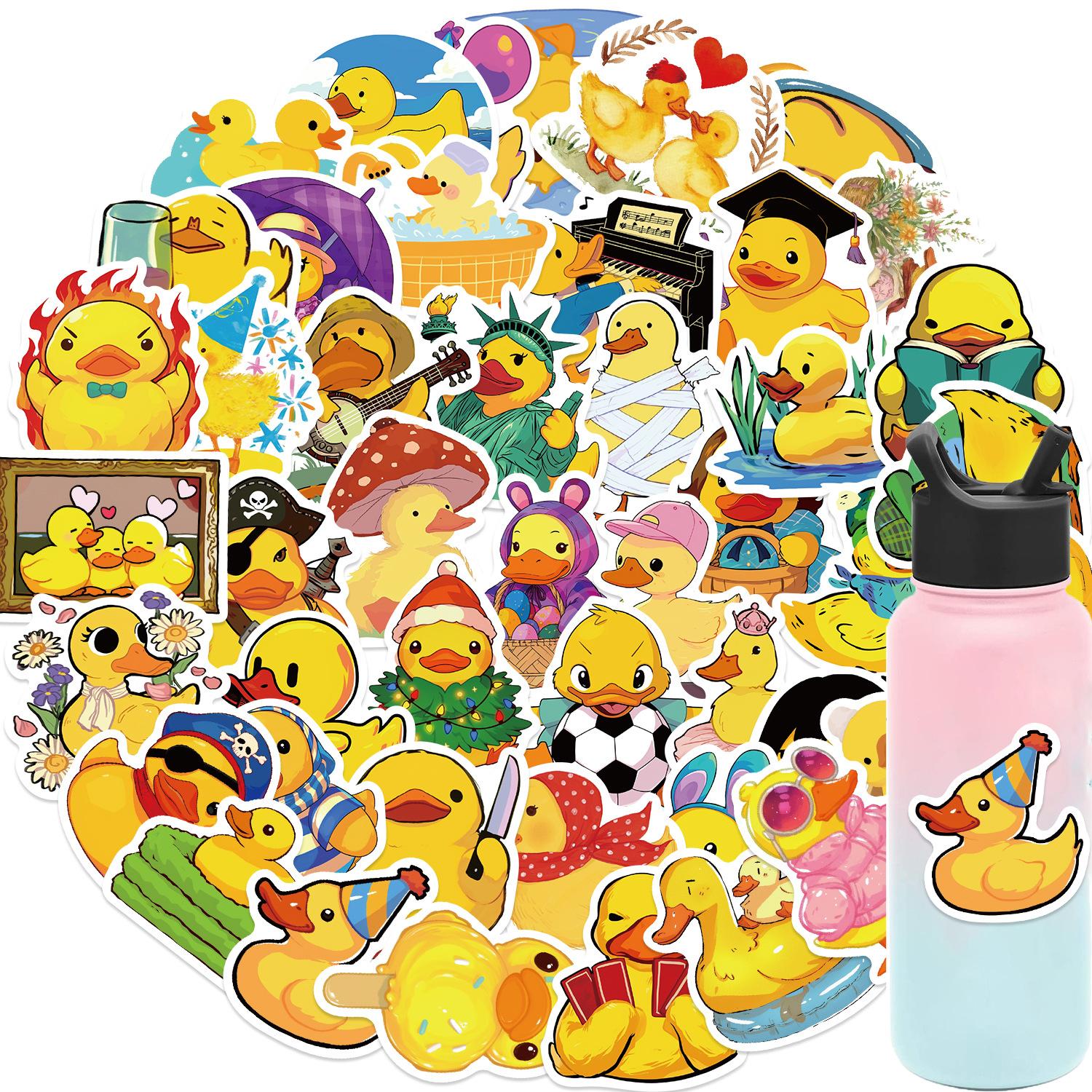 

50 Cartoon Little Yellow Duck Stickers DIY Decorative Notebook Suitcase DIY Waterproof Stickers