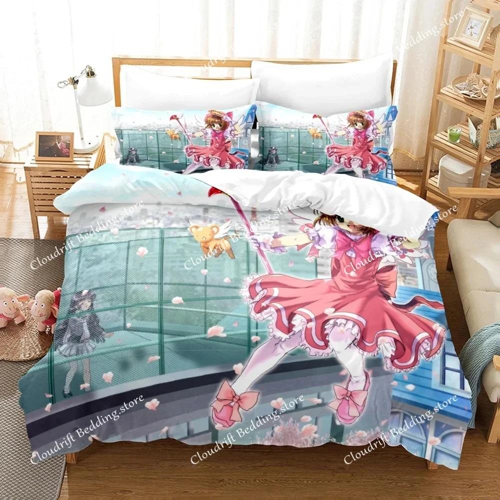 New 3D Printed Anime Cardcaptor Sakura Bedding Set Boys Girls Twin Queen Size Duvet Cover Pillowcase Bed Kids Adult Home Textile