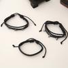Ensemble de bracelets punk rétro pour hommes: Bracelets ajustables 5 pièces en cuir de vachette tissé à la main et corde cirée