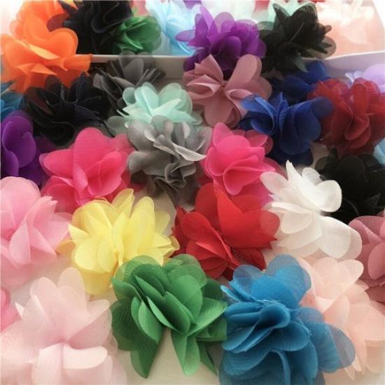 20pcs DIY Chiffon Flowers Mesh Floral Craft for Wedding Dress Hat Material Decor