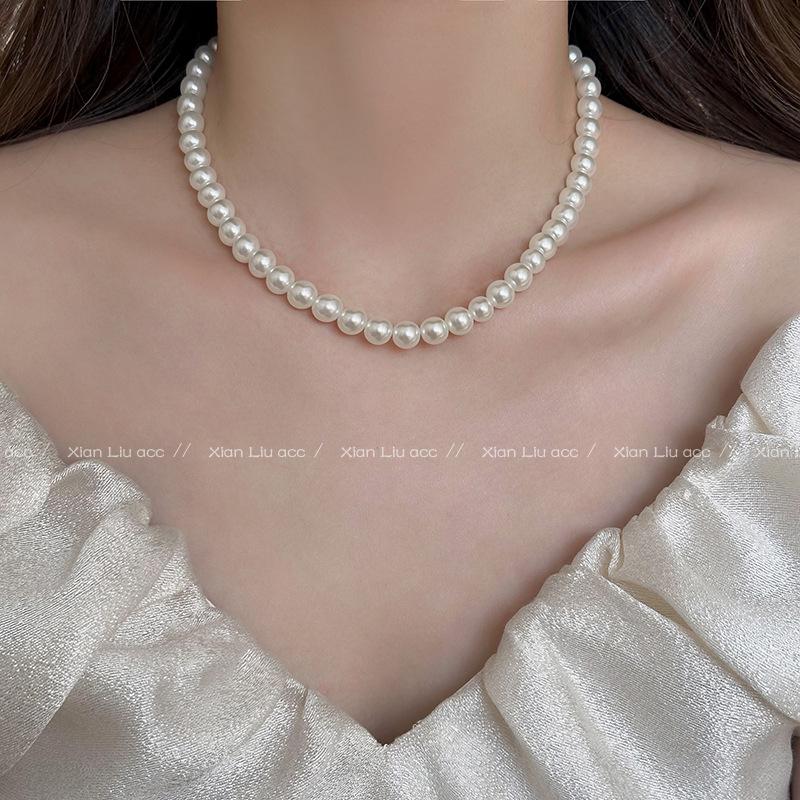 2025 Sense Layered Black Agate & Pearl Necklace - Light Luxury Women's Clavicle Chain Accessory