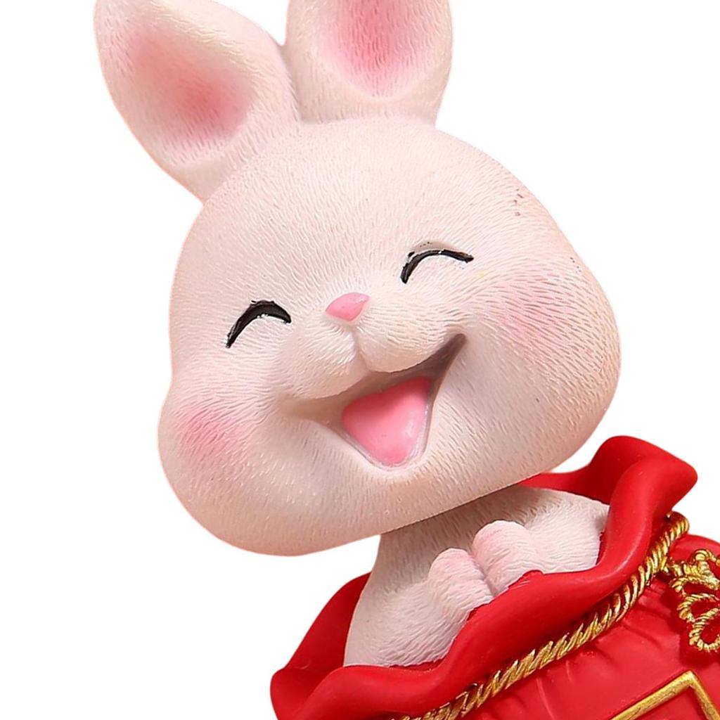 Chinesische Harzstatuen Figur Skulptur, Tischplatten-Schreibtischdekoration Auto Armaturenbrett Wackelkopf Hase