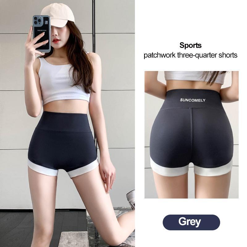 

Летние бесшовные мини-шорты с изображением акулы, женские тонкие, с высокой талией, с белым краем, контрастного цвета, сексуальные повседневные спортивные короткие защитные шорты XL серый