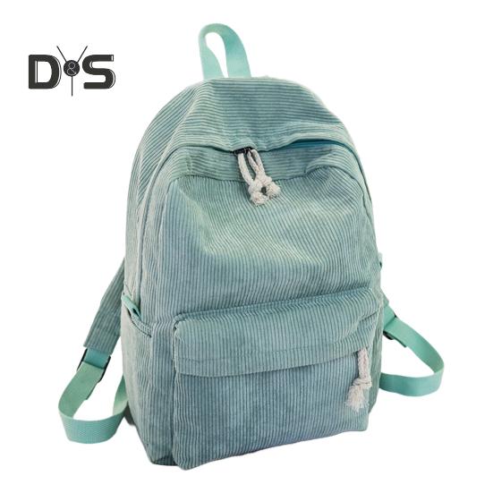 Solid Color Corduroy Backpack Anti-theft Training Knapsack with Adjustable Straps Large Capacity Unisex Schoolbag for Travel Camping Work Gym