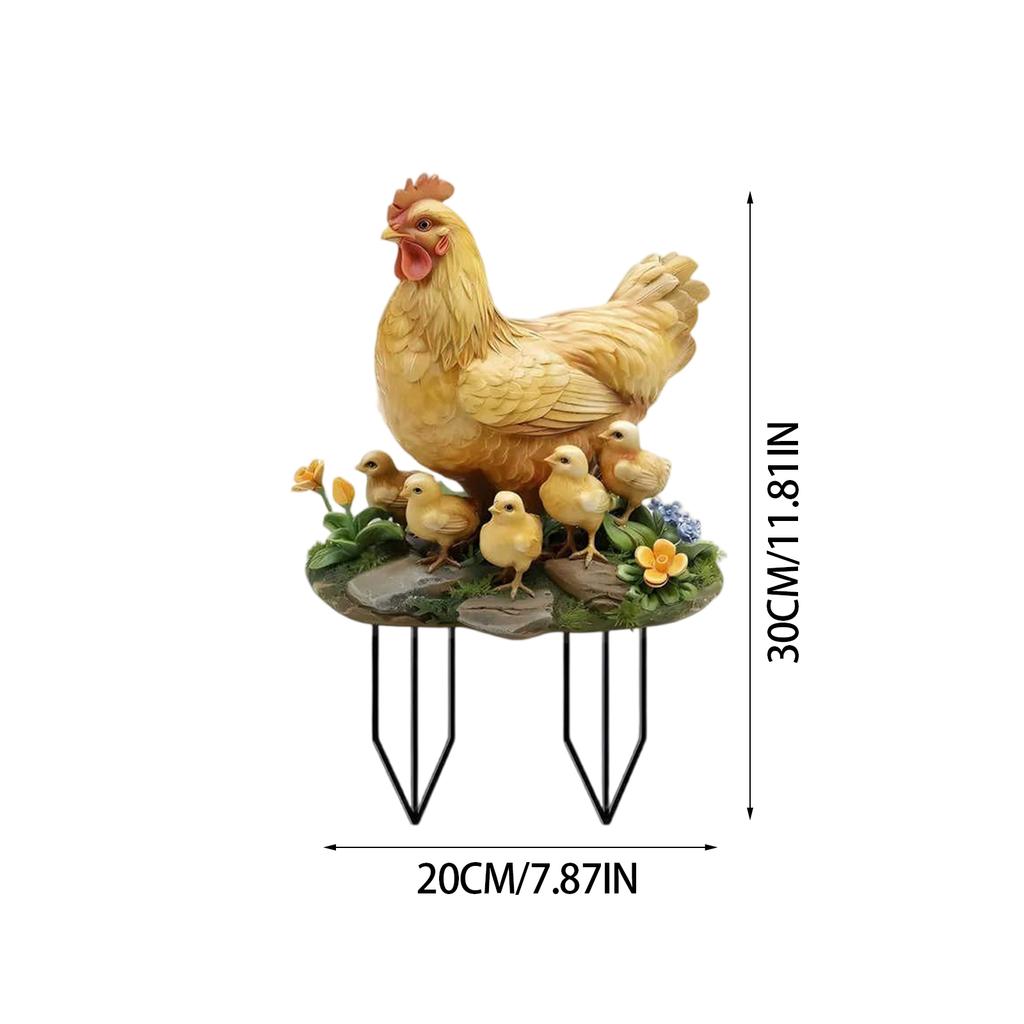 2D Hen and Chicks Garden Stakes Cute Decorative Stakes for Flower Pots Outdoor Decor for Lawn Yard Garden Decorative Stakes