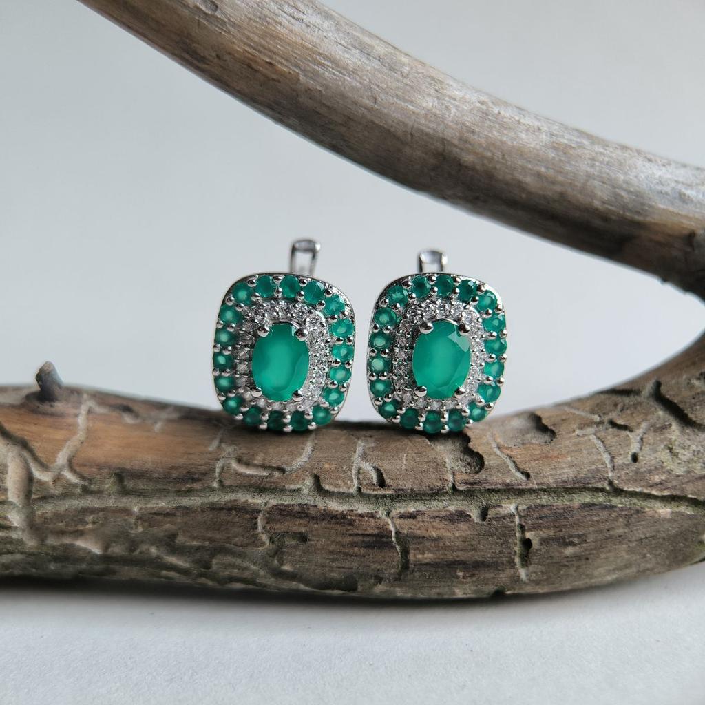 Silver Earrings with Natural Agate 3.033ct (2196303)