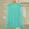 Women's Crew Neck Knit Sweater Spring Autumn Mesh Patchwork Loose Sweater Solid Color Stretch Knit Pullover Sweater