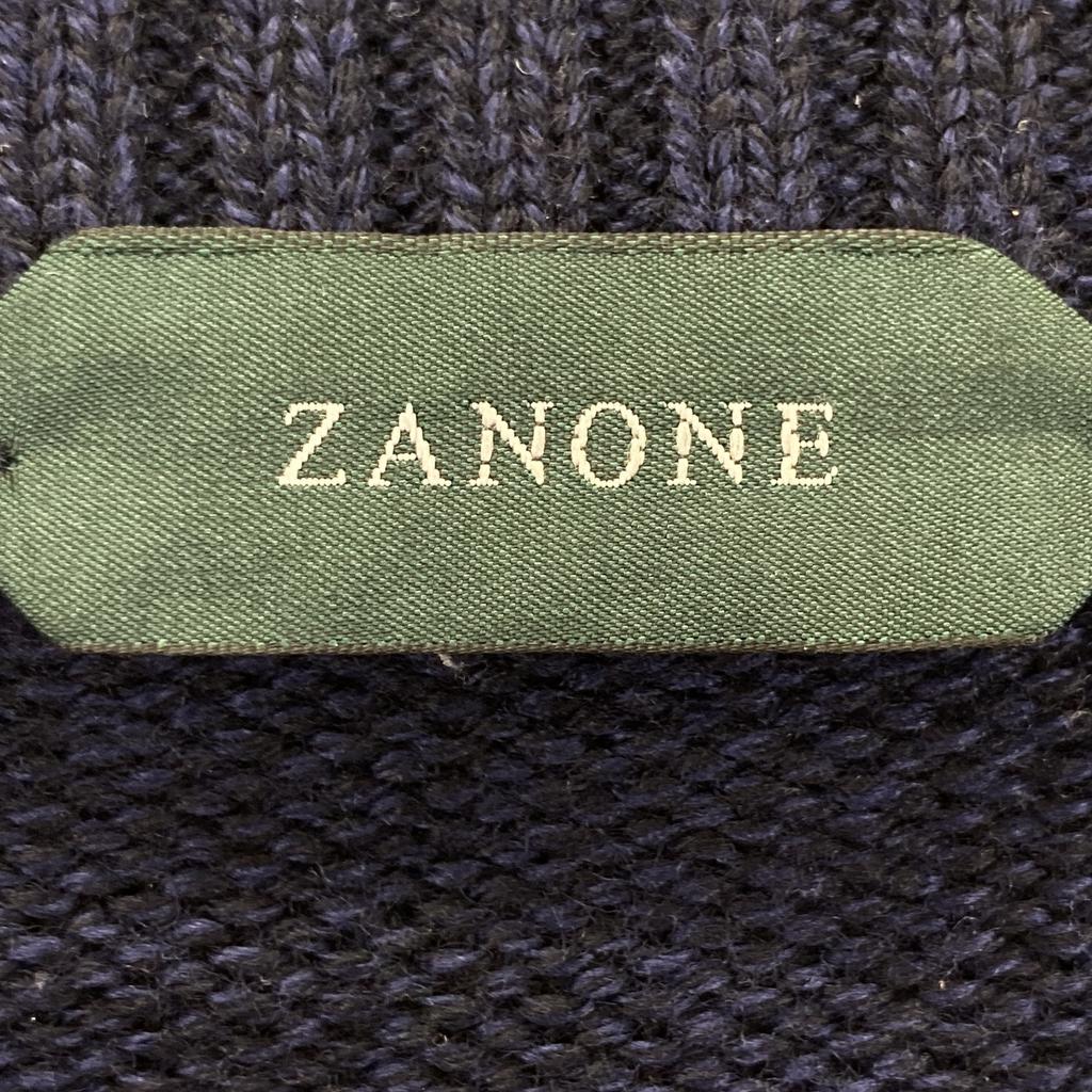 ZANONE 812519 CHIOTO Navy 5 Gauge Wool Solid Knit Cardigan Tops 50 NavyUsed