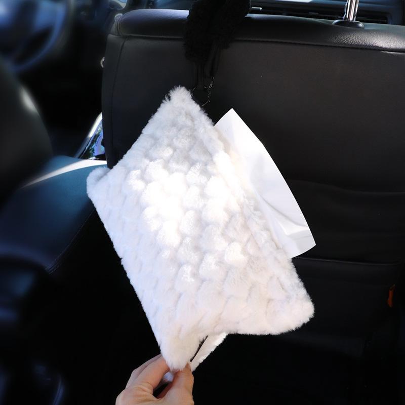 Camellia Love Plush Car Tissue Box - Hanging Armrest & Center Console Decor.