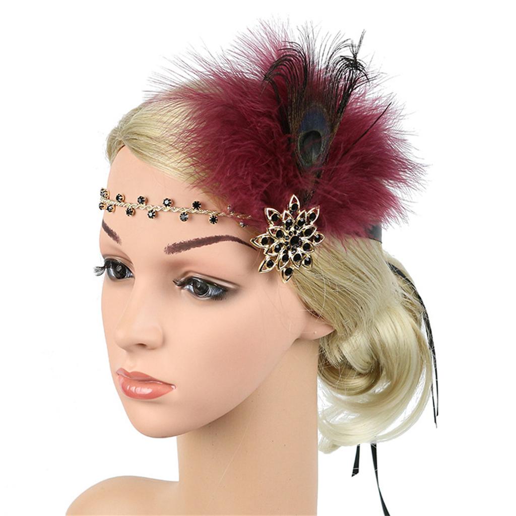1920s Flapper Headband GatsbyParty Costume Accessories for Lady Vintage Rhinestones Headpiece Masquerade Party Headdress