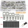 BHBL 100PCS Peeking Copper Tube Terminal Copper Nose Terminal + 120PCS Black Heat Shrinkable Tube