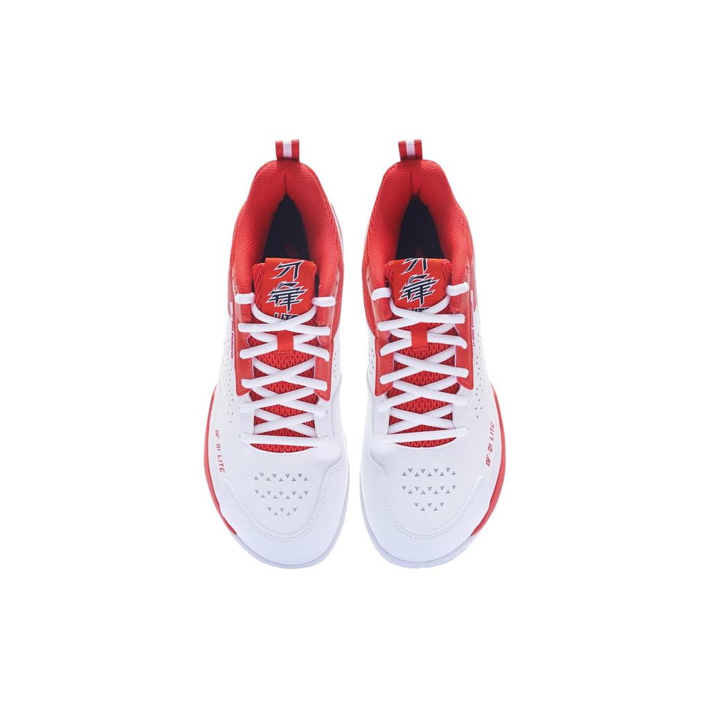 New LiNing Blade LITE Blade Lite Cushioning Anti Slip And Wear Resistant Rebound Low Top Badminton Shoes Unisex White Red AYZT005-4