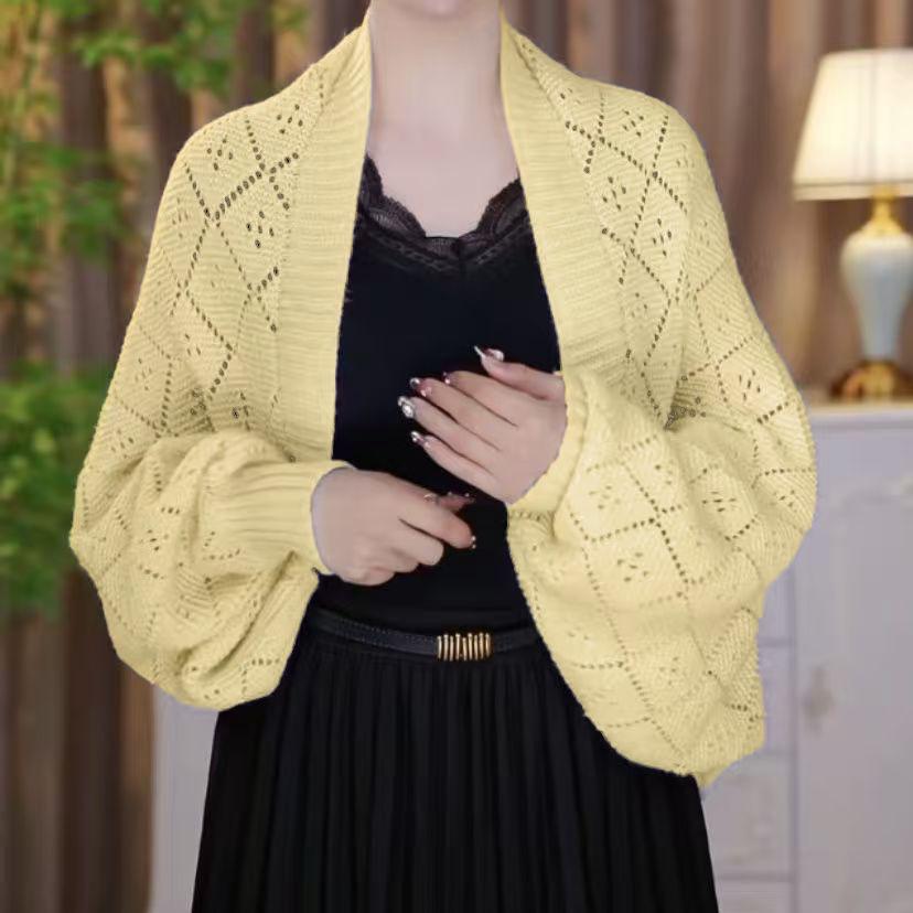 2025 Spring Elegant Knitted Cheongsam Shawl Cardigan - Young, Simple Style