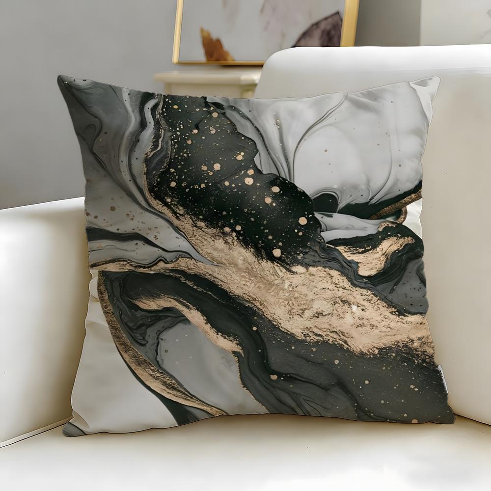 art theme Minimalist Marble Patterned Cushion Cover Soft  EasyWash Pillow Case  Versatile for Couch Bed Travel and Office