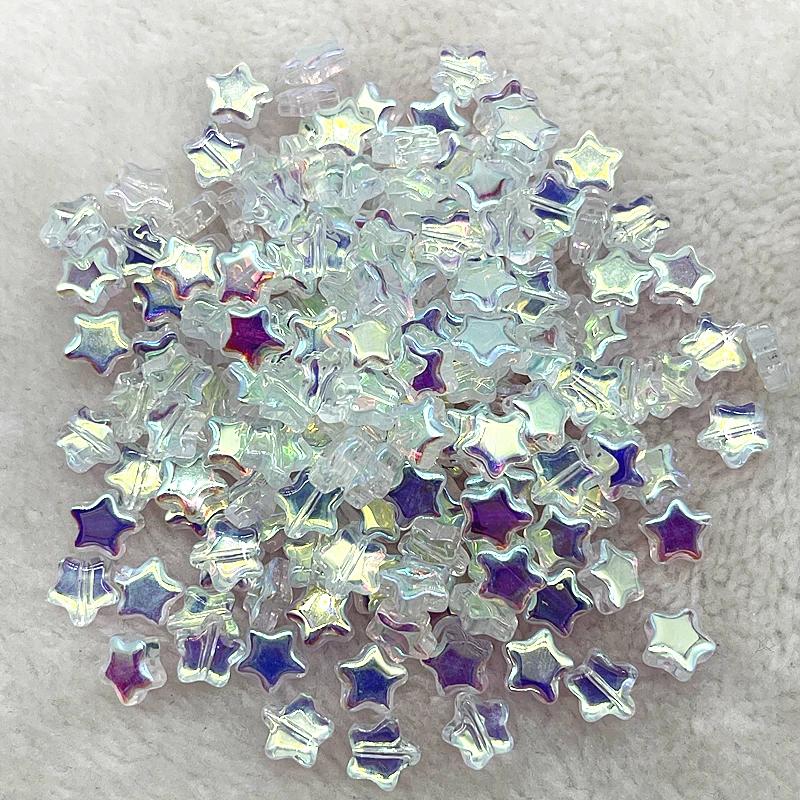 

30pcs 8mm Color Five-pointed Star Glass Beads Loose Spacer Beads for Jewelry Making DIY Handmade Bracelets Earrings Accessories