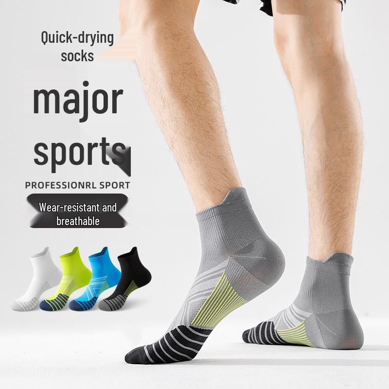 Zhuji Men's Quick-Dry Summer Running Socks - Sweat-Absorbent, Breathable, Thin Mid-Calf Marathon Sports Socks