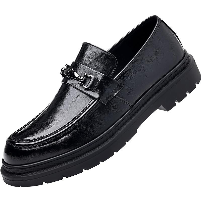 Four Seasons Men's Leather Shoes Classic Gentleman Style Daily office Outdoor leisure party business walking thick soled loafer