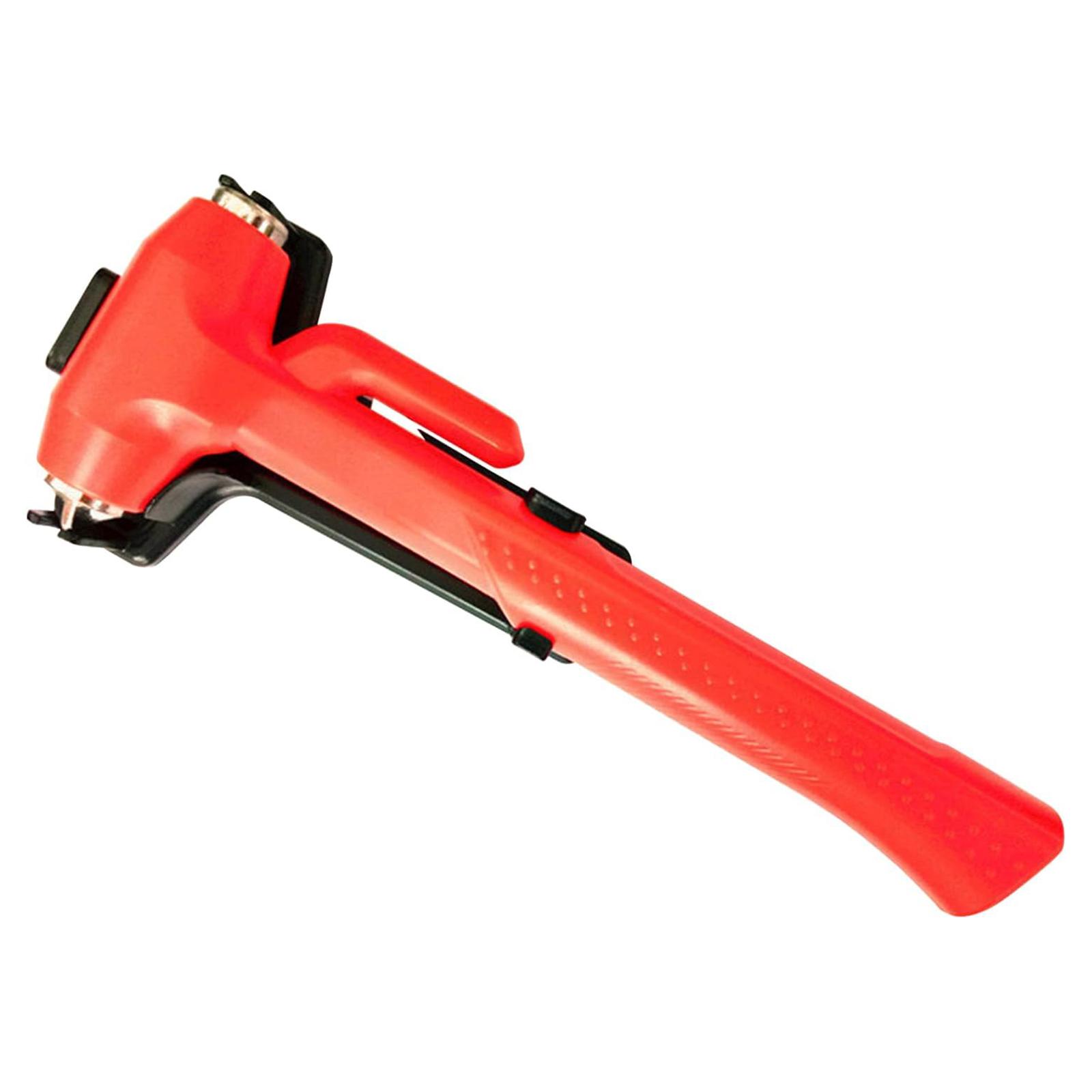 

Car Safety Hammer with Seat Belt Cutter Window Breaker Long Handle Emergency Escape Tool Red