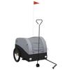 VidaXL Bicycle Trailer, Transport Cart with Hitch Bar, Bicycle Trailer with Flag for Luggage, Black 94154
