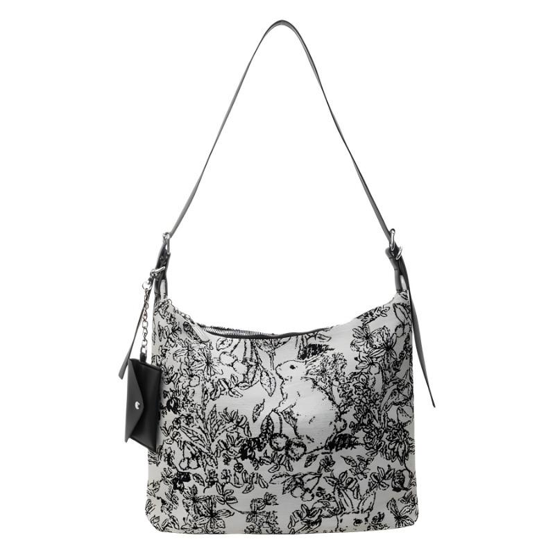 New Bag Women's Large-capacity New Trendy Fashion Popular Canvas Shoulder Bag Crossbody Bucket Bag