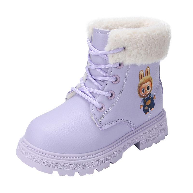 Versatile 2025 Autumn/Winter Cartoon Waterproof Leather Martin Boots for Toddlers - Boys & Girls