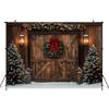 Mocsicka Christmas Door Photography Background Xmas Tree Pattern Decorations Adult Children Photo Backdrops Holiday Party Banner