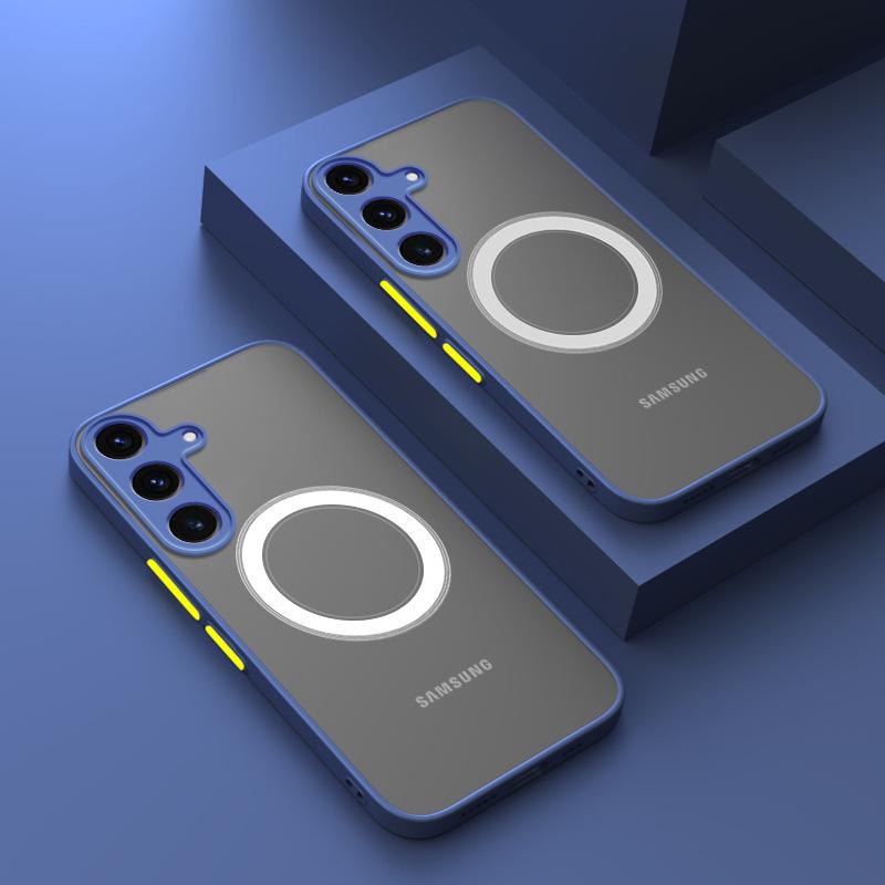 Applicable To Samsung S25 Mobile Phone Case New Matte S25ultra Lens Full Cover Protective Case S24 Contrasting Silicone Case