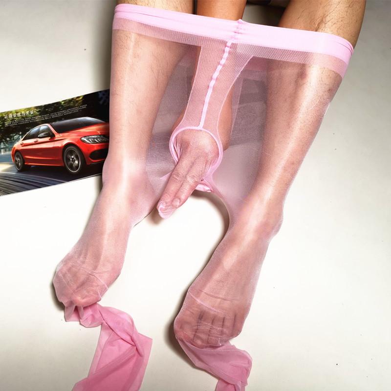Men'S Summer Ultra-Thin Bare-Feeltpudding Stockings Men'S Penis Sleeve Naturally Silky Delicate Mousse Satin Feel Pantyhose
