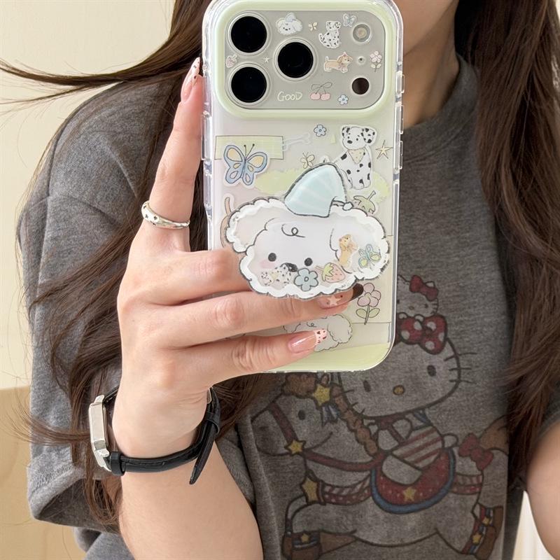 Spring Butterfly Dog Stand Case for iPhone 17/16 Pro Max/15 Pro - New Model