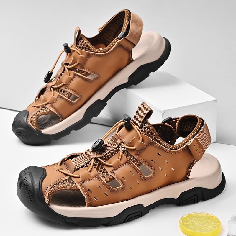 Nové pánské sandály Měkké sandály z pravé kůže Boty Pánské Velká velikost 38-46 Venkovní Letní boty Pohodlné Plážové sandály Římské