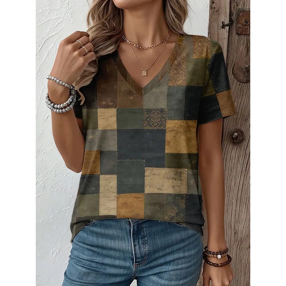 Fashion Versatile Women's V-neck Top Casual Loose Short Sleeves Comfortable T-Shirts Women’s