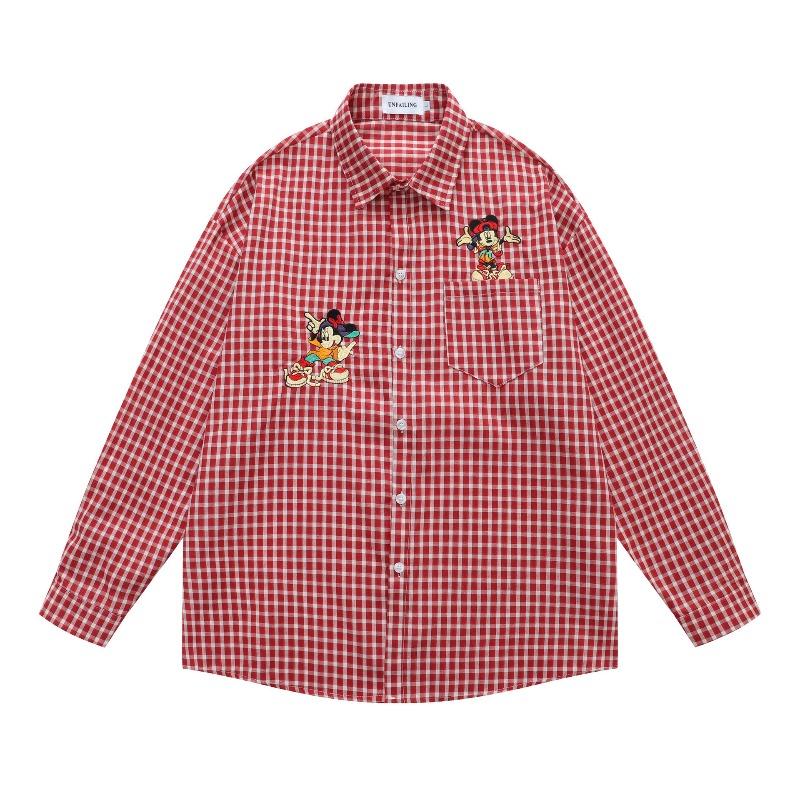 VibeStreet American Retro Plaid Trendy Long-sleeved Shirt Korean Style Fashionable Men Women Vintage Couple Casual Versatile Jacket Chic