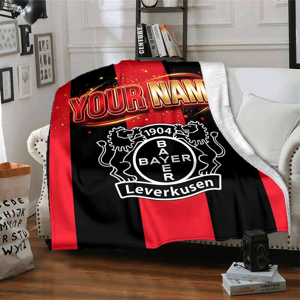 1pc Personalized Name Bayer Leverkusen Blanket, Gift, for Men and Women, Soft Blanket, Good for Sofa Bed Couch Travel, Lightweight Flannel Blanket