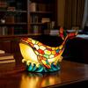 Kids Room Night Light Stained Glass Whale Light, USB Multicolor Table Lamp, Bedroom Ambiance Decorative LED Desk for Home Office Lamp