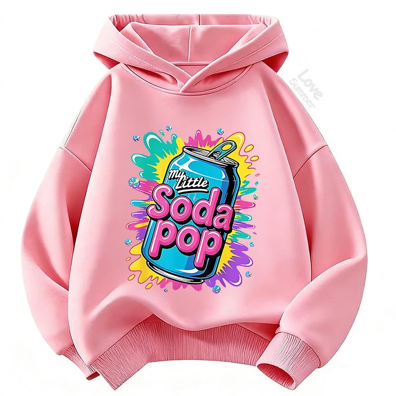2026 4 To 14 Yrs Woman's Hoodies Spring Fashion Hoodie Print MyLittle Soda Pop Casual Long-Sleeve Thin Pullover