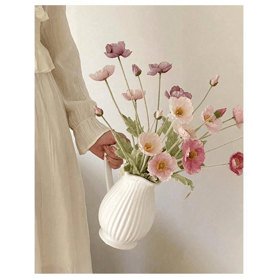 Artificial Corn Poppy Flower Bouquet with Realistic Touch and Flocking Long Stem, Which Is Made of Plastic.For Weddings, Proposals, Spring, Birthdays