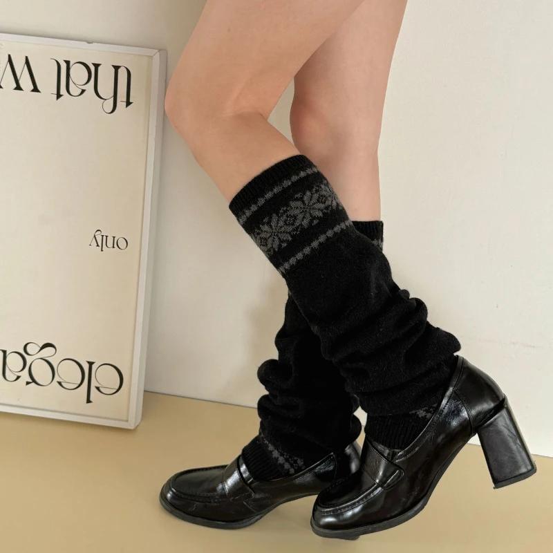30% Wool Leg Warmers Women Warm Knitted Foot Cover Knee Socks Jk Lolita Girls Long Socks Stockings Leg Warmers Autumn And Winter