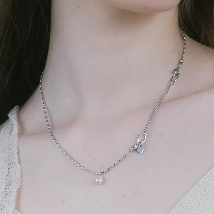 Drop Pearl Daily Volume Chain Necklace_PM25N018SS