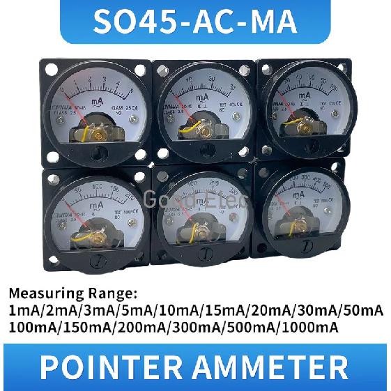 SO-45 AC mA Ammeter Pointer Analog Circular Marine Plastic Instrument Measuring Current Tools Factory Wholesale Genuine