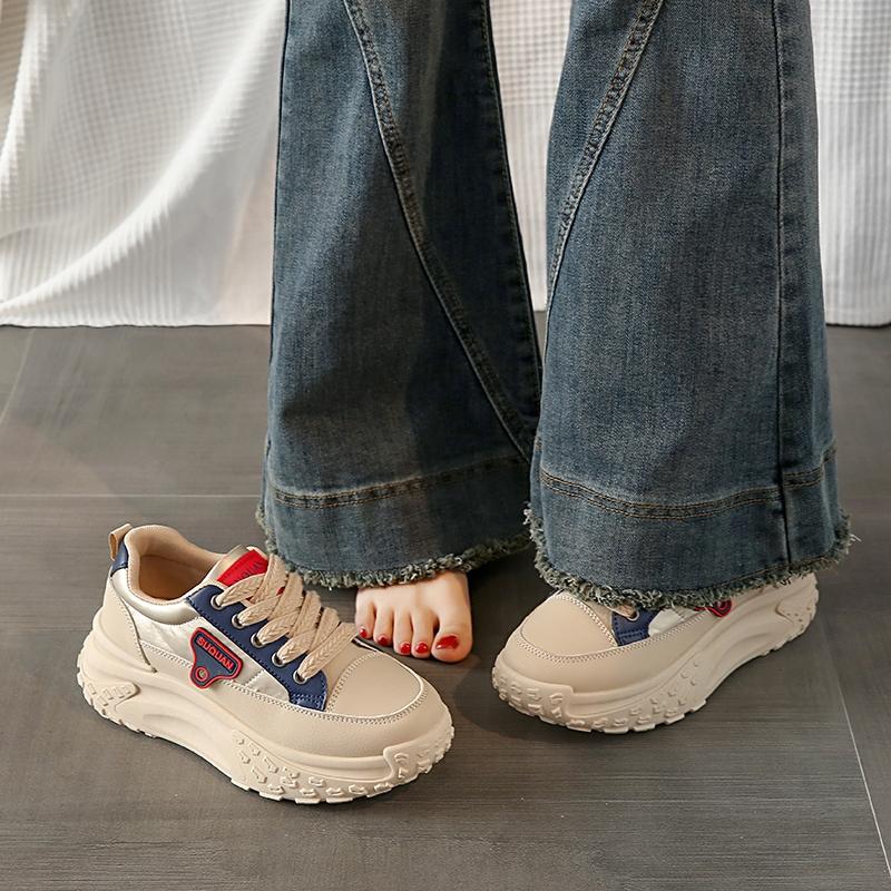 Fashion CRLAYDK Luxury Chunky Sneakers for Women Lace Up Platform Walking Shoes Fashion Casual Ladies Running Sports Leather Tennis