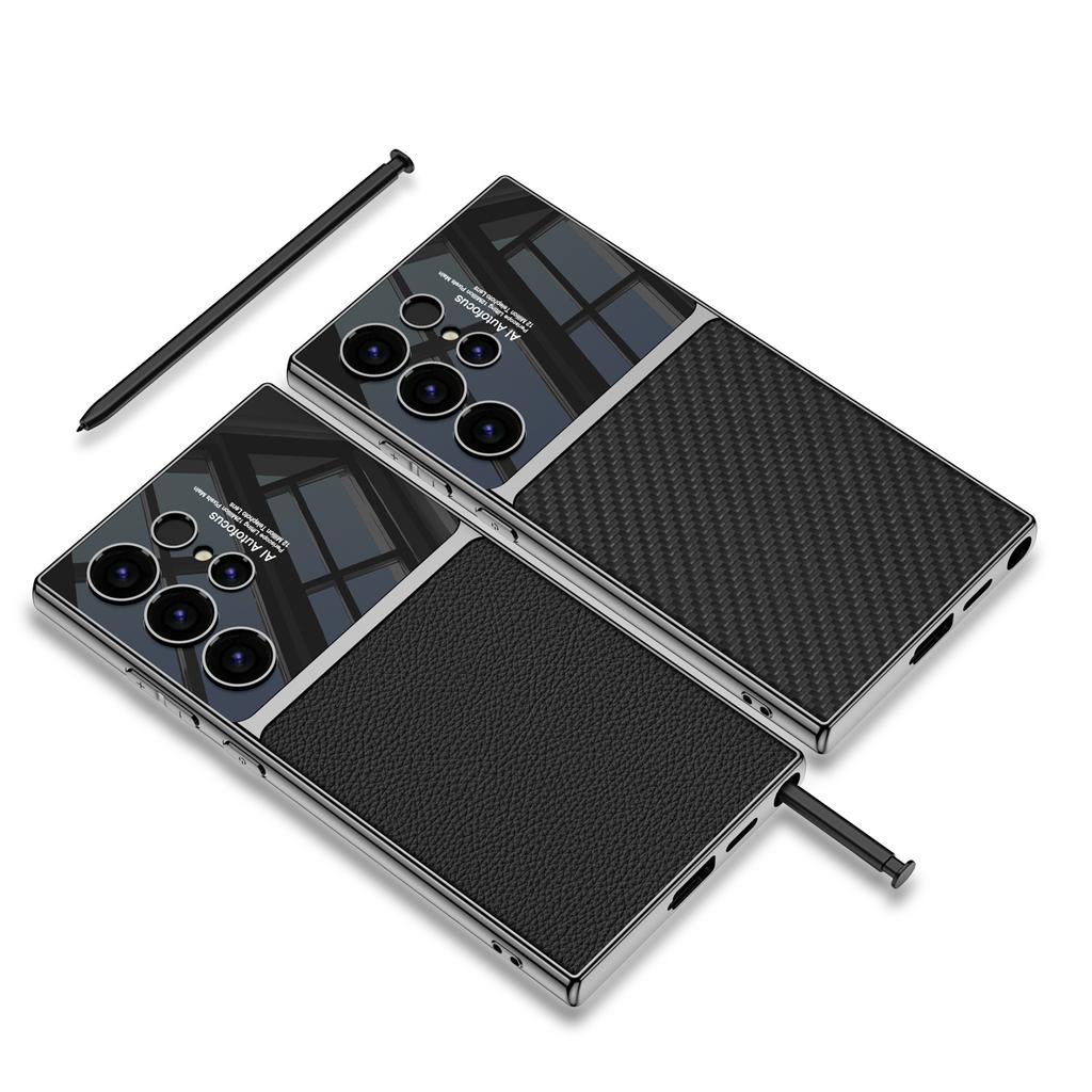 Samsung S24 Mobile Phone Case S24u Leather Case S24ultra Electroplating Plain Leather Mobile Phone Case S24