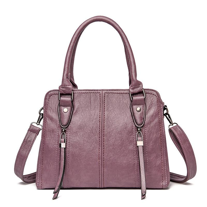 Large Capacity Commuter Tote Bag High Quality Leather Shoulder Locomotive Bag Retro Handbag Generation