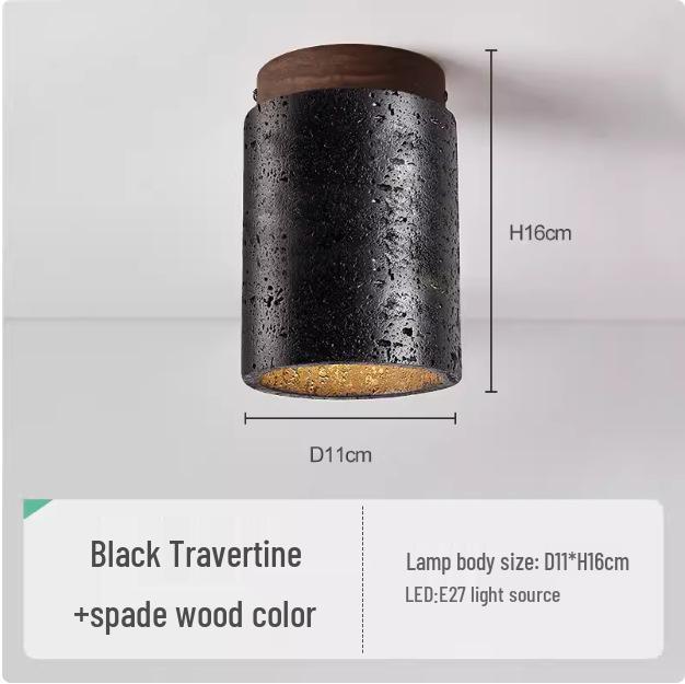Lampada da soffitto nordica Wabi-Sabi in travertino nero per ingressi e corridoi in stile giapponese